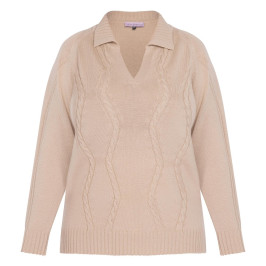 Piero Moretti Cable Knit Sweater Beige - Plus Size Collection