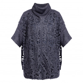 PIAZZA DELLA SCALA CROCHET CAPE SLATE  - Plus Size Collection