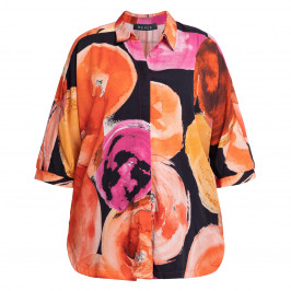 BEIGE PRINT SHIRT ORANGE  - Plus Size Collection