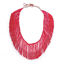 VANITY RED FRINGED BEAD NECKLACE - Plus Size Collection