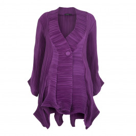 MASHIAH PURPLE FLUID PLEATED UNSTRUCTURED JACKET - Plus Size Collection