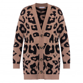 LUISA VIOLA INTARSIA CARDIGAN ANIMAL PRINT  - Plus Size Collection