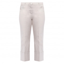 ELENA MIRO CROPPED DENIM TROUSERS CHALK  - Plus Size Collection