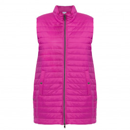 BEIGE HORIZONTAL QUILT GILET FUCHSIA  - Plus Size Collection