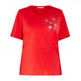 LUISA VIOLA EMBELLISHED JERSEY T-SHIRT ORANGE - Plus Size Collection