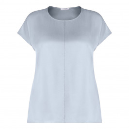 PIAZZA DELLA SCALA CAP SLEEVE SATIN TOP BABY BLUE - Plus Size Collection