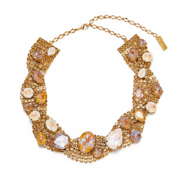 GOLD AND OPALESCENT SWAROVSKI CRYSTAL NECKLACE - Plus Size Collection
