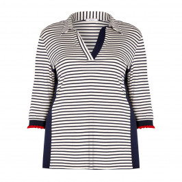 ELENA MIRO STRIPE POLO TOP - Plus Size Collection