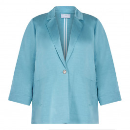 MARINA RINALDI LINEN BLEND JACKET BLUE - Plus Size Collection