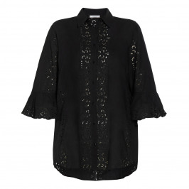 ELENA MIRO BRODERIE ANGLAIS SHIRT BLACK - Plus Size Collection