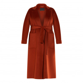 MARINA RINALDI DOUBLE-FACE WOOL COAT RUST - Plus Size Collection