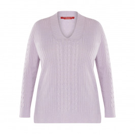 MARINA RINALDI CABLE KNIT SWEATER LILAC - Plus Size Collection
