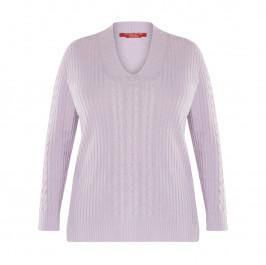 MARINA RINALDI CABLE KNIT SWEATER LILAC - Plus Size Collection