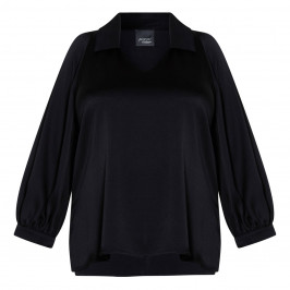 MARINA RINALDI SATIN BLOUSE DARK NAVY - Plus Size Collection