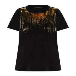 MARINA RINALDI SEQUIN T-SHIRT BLACK  - Plus Size Collection