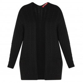 MARINA RINALDI CABLE KNIT CARDIGAN BLACK - Plus Size Collection