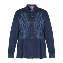 MARINA RINALDI LASER PRINT DENIM SHIRT  - Plus Size Collection