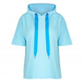 ZAIDA SHORT SLEEVE HOODY BLUE - Plus Size Collection