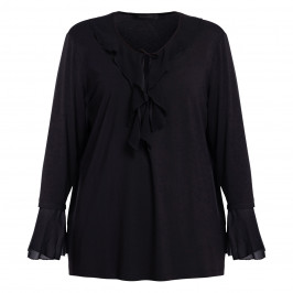 ELENA MIRO RUFFLE TOP BLACK  - Plus Size Collection