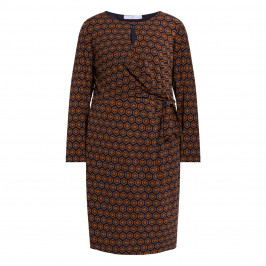 LUISA VIOLA GEOMETRIC PRINT DRESS COPPER  - Plus Size Collection