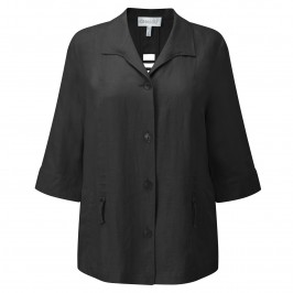 CHALOU BLACK LINEN JACKET - Plus Size Collection