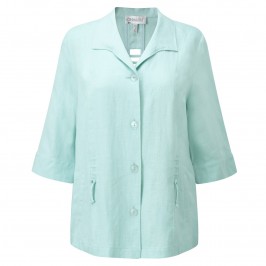 CHALOU AQUA LINEN JACKET - Plus Size Collection