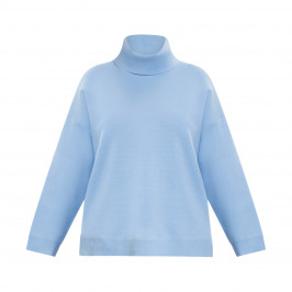 BEIGE POLO NECK SWEATER BLUE - Plus Size Collection