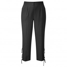 CHALOU BLACK LINEN CROP TROUSERS - Plus Size Collection