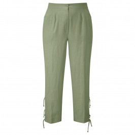 CHALOU KHAKI LINEN CROP TROUSERS - Plus Size Collection