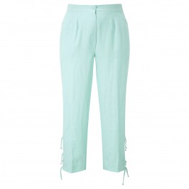 CHALOU AQUA LINEN CROP TROUSERS - Plus Size Collection