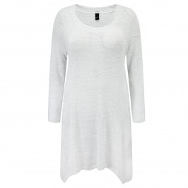 Yoek silver and white fine Knit Tunic - Plus Size Collection