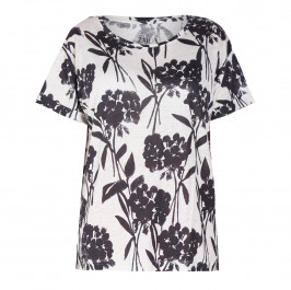 ZAIDA FLORAL PRINT T-SHIRT BLACK AND WHITE - Plus Size Collection