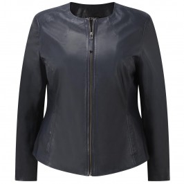 VERPASS NAVY LEATHER JACKET - Plus Size Collection