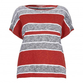 Marina Rinaldi red stripe linen drop shoulder SWEATER - Plus Size Collection