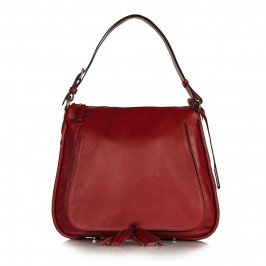 Abro trapeze shape red leather handbag with tassel detail - Plus Size Collection