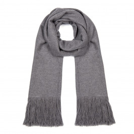 AHMADDY FRINGED PURE CASHMERE SCARF GREY - Plus Size Collection