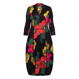 Alembika Jersey Floral Print Tulip Dress Black - Plus Size Collection