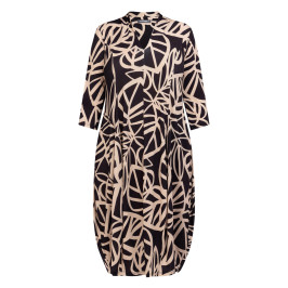 Alembika Abstract Leaf Print Dress Black - Plus Size Collection