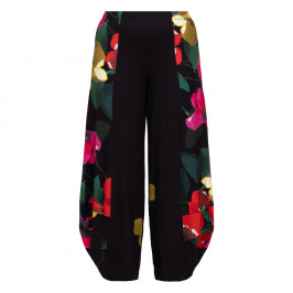 Alembika Floral Print Jersey Balloon Trousers Black - Plus Size Collection