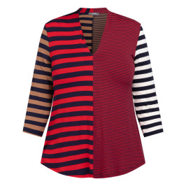 Alembika V-neck Jersey Striped Tunic  - Plus Size Collection