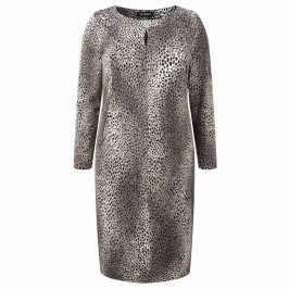 BEIGE LEOPARD PRINT DRESS WITH KEYHOLE DETAIL - Plus Size Collection