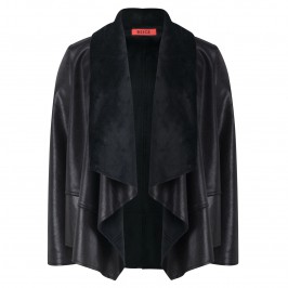 Beige faux shearling black jacket - Plus Size Collection