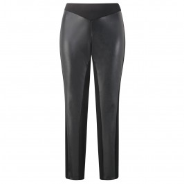 Beige black leather-look panelled trousers - Plus Size Collection