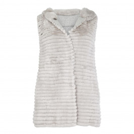BASLER SILVER FUR REVERSIBLE KNIT GILET WITH HOOD - Plus Size Collection