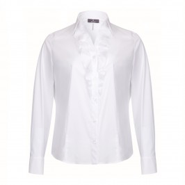 Basler White cotton stretch ruffle SHIRT - Plus Size Collection