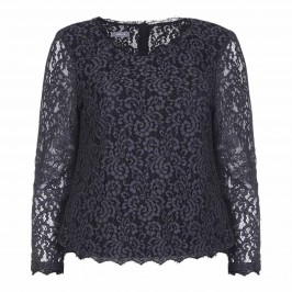 Basler slate floral lace TOP - Plus Size Collection