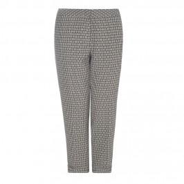 BASLER BLACK &TAUPE JACQUARD ANKLE GRAZER TROUSERS - Plus Size Collection