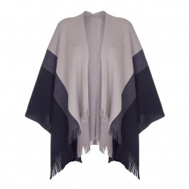 BASLER wide stripe fringed SHAWL wrap - Plus Size Collection