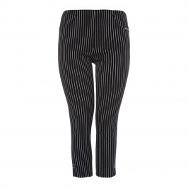 BEIGE LABEL BLACK PINSTRIPE STRETCH ANKLE GRAZER  - Plus Size Collection