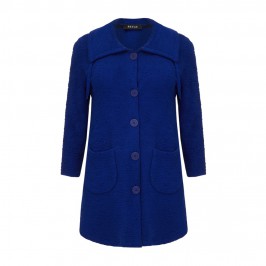 BEIGE TEXTURED KNITTED JACKET - ROYAL BLUE